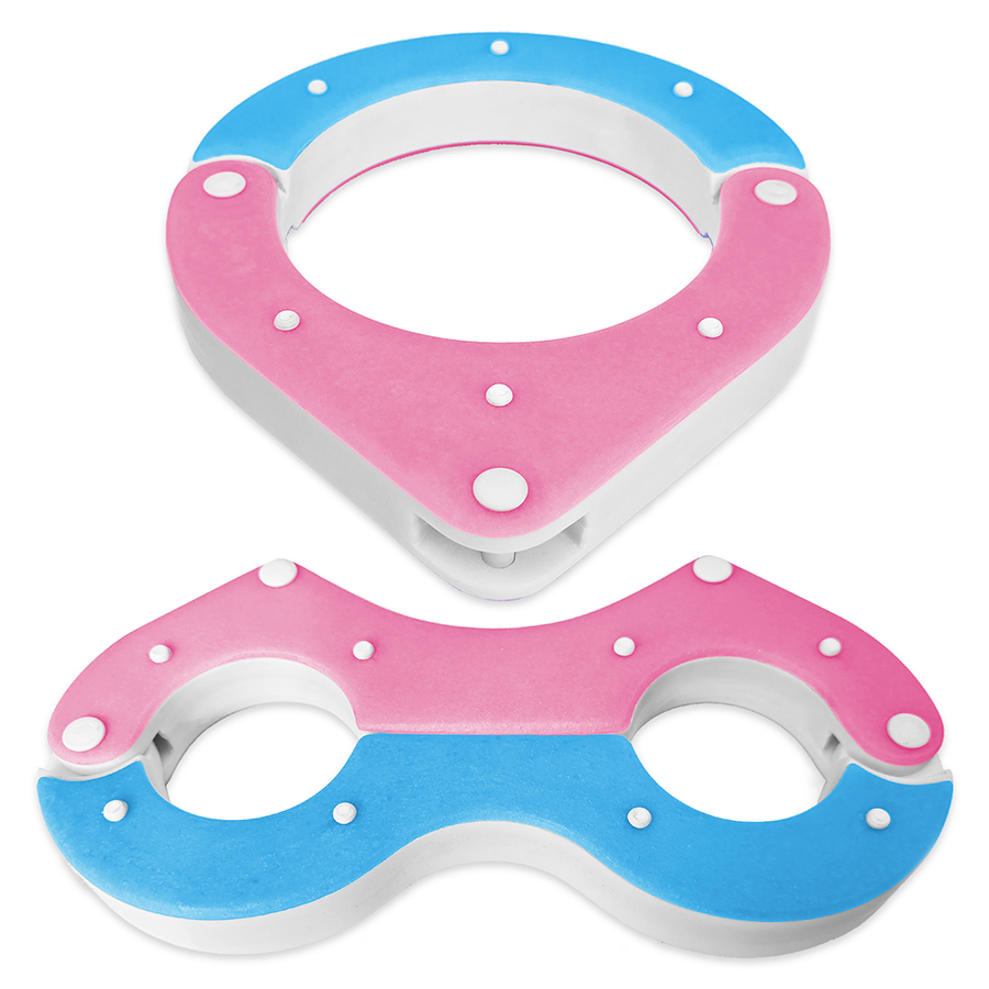 BDSM Collar and Wrist Pillory Combo – Pink, Blue and White – Handmade High-Quality Resin BDSM Set with Free Chain and Padlocks – Exclusive Design by Chantelleh23