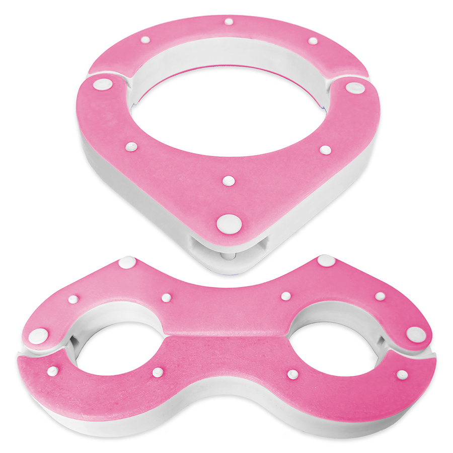BDSM Collar and Wrist Pillory Combo – Pink and White – Handmade High-Quality Resin BDSM Set with Free Chain and Padlocks – Exclusive Design by Chantelleh23