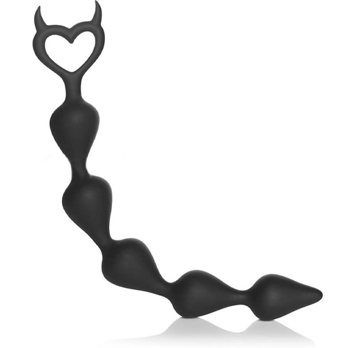 Devil Anal Beads, devil butt plug, bit plug, anal butt plug, anal beads, anal balls, silicone anal beads, silicone butt plug, black