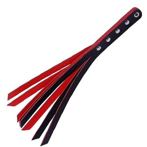 black whip flogger, red whip flogger, black and red whip flogger, whip, flogger, leather whip, leather flogger,