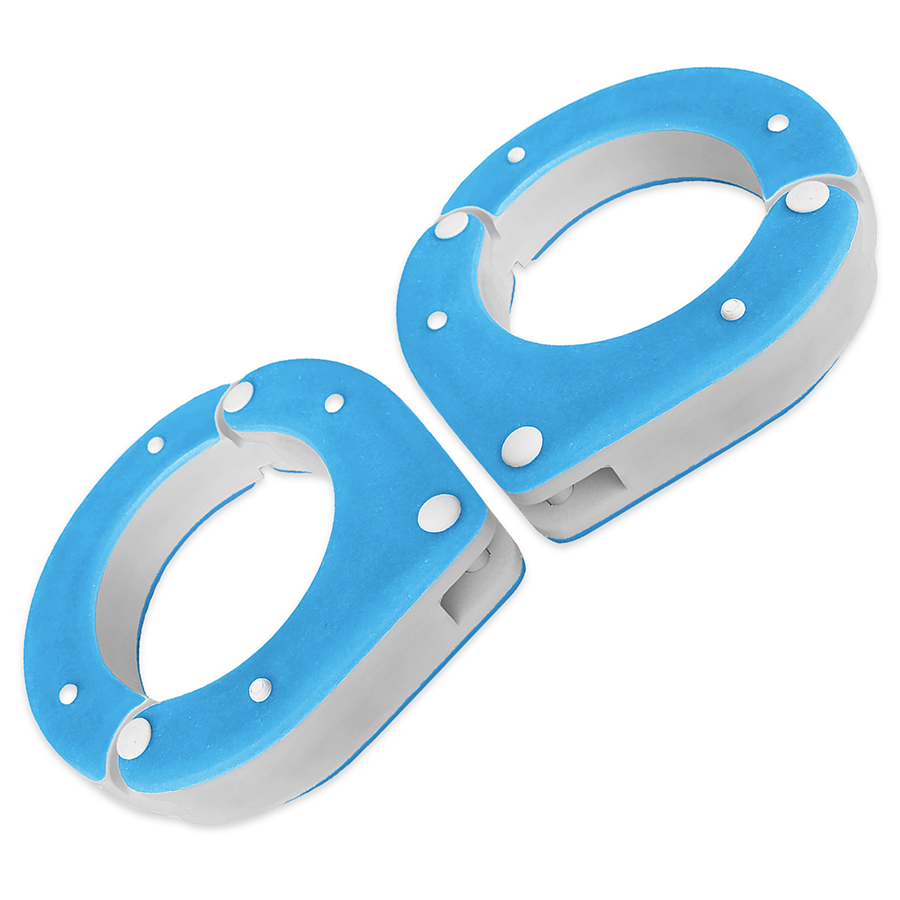 Handmade Resin Ankle Shackles pair for BDSM – Blue and White unique design and Secure Locking Mechanism