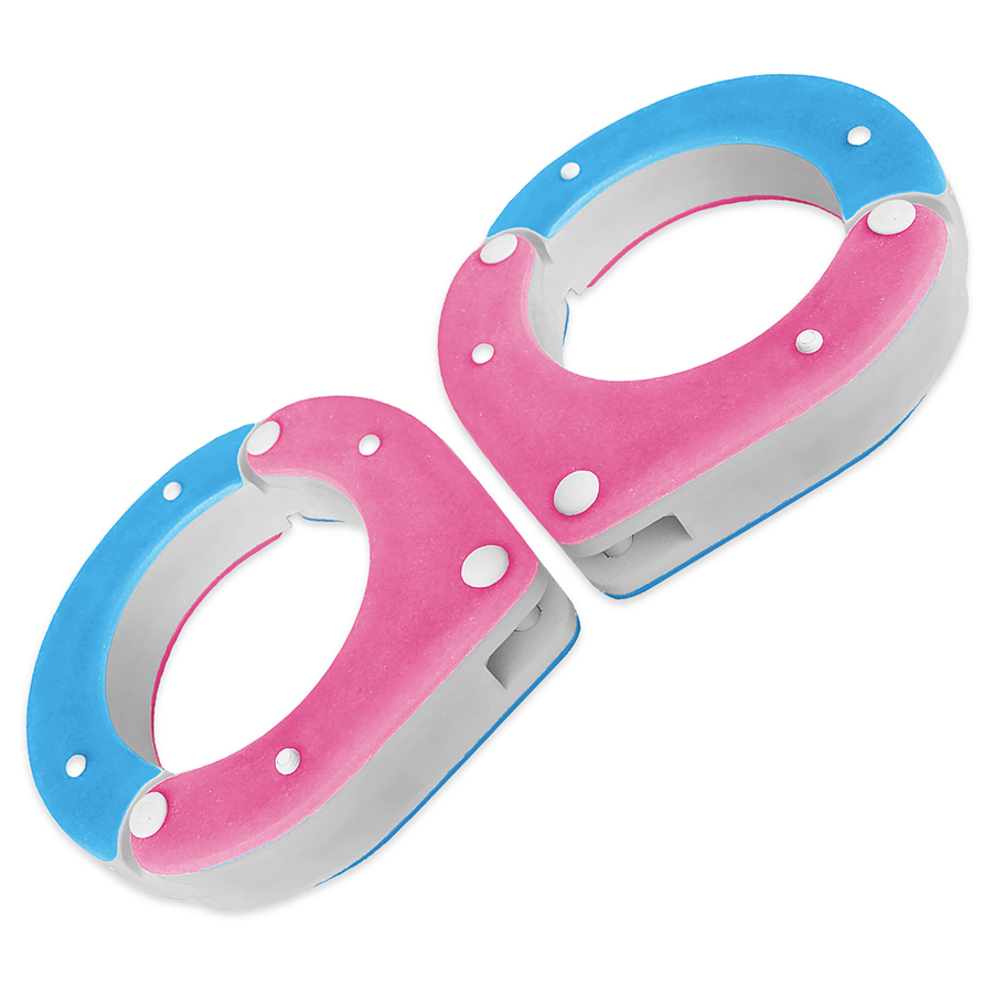Handmade Resin Ankle Shackles pair for BDSM – Pink, Blue and White unique design and Secure Locking Mechanism