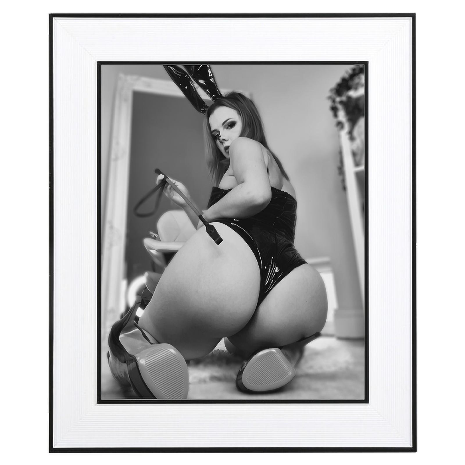 Chantelleh23 Black and White Art Print – Elegant Framed Poster of Curvy Silhouette, Office-Friendly Wall Decor front