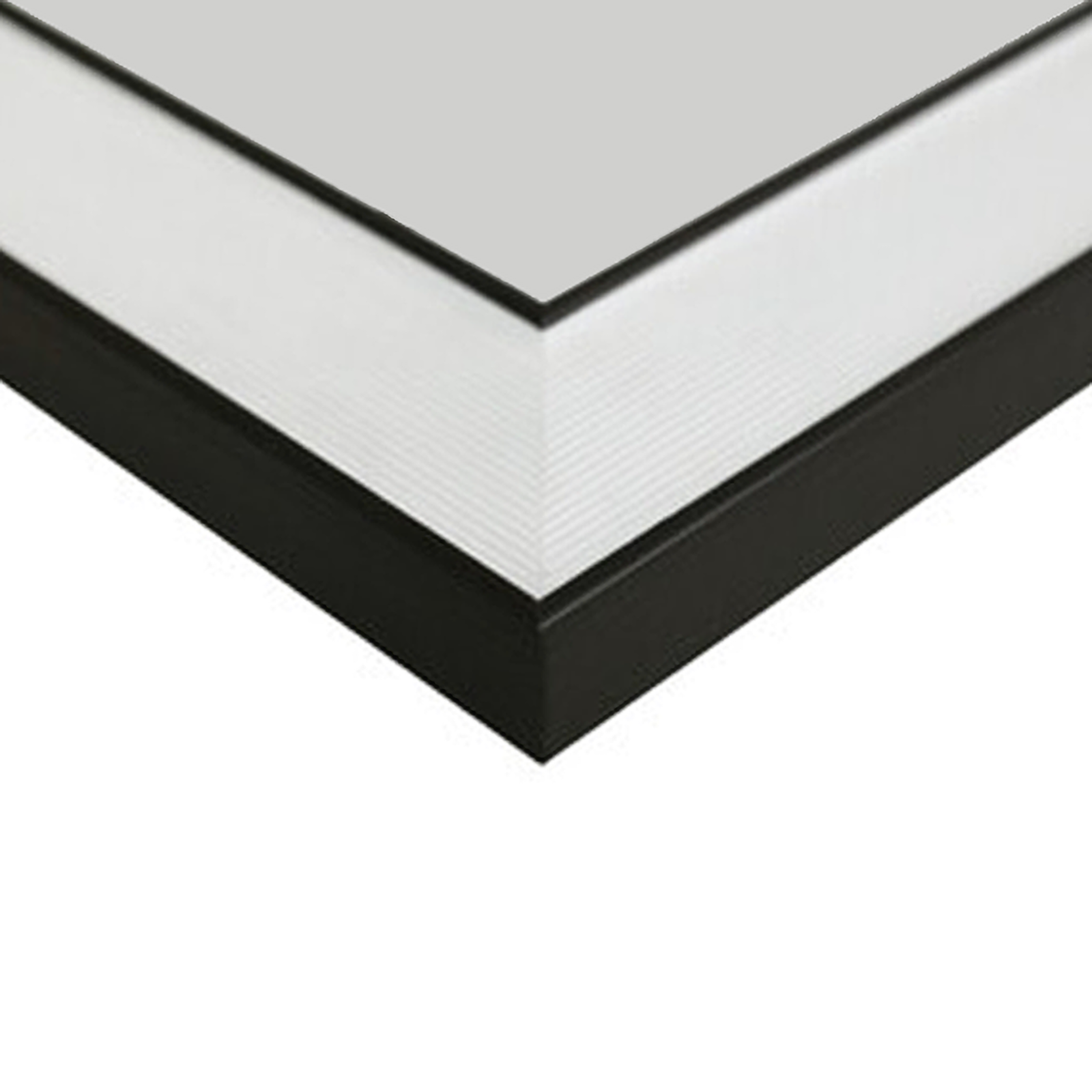 Close-up of Chantelleh23 art print frame corner - 27x32cm sturdy wooden frame with smooth black/white finish