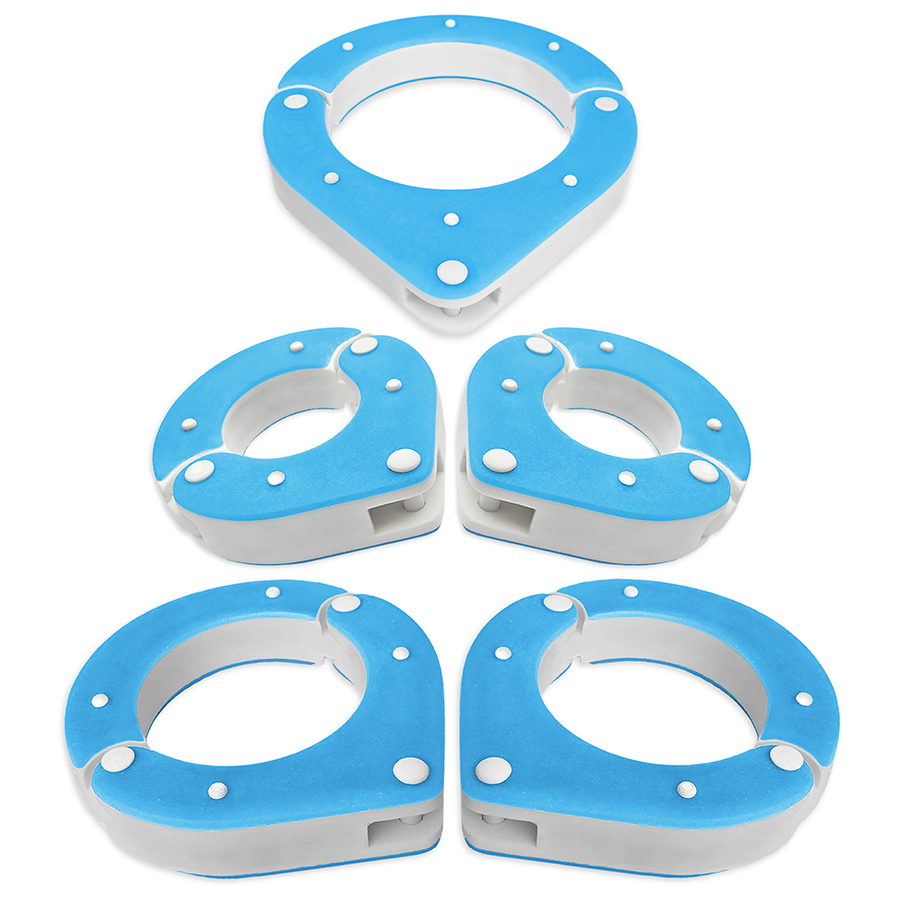 Collar, Wrist and Ankle Shackle Set – Blue and White – Handmade High-Quality Resin BDSM Set with Free Chain and Padlocks – Exclusive Design by Chantelleh23