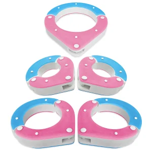 Collar, Wrist and Ankle Shackle Set – Pink, Blue and White – Handmade High-Quality Resin BDSM Set with Free Chain and Padlocks – Exclusive Design by Chantelleh23