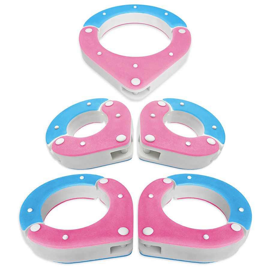Collar, Wrist and Ankle Shackle Set – Pink, Blue and White – Handmade High-Quality Resin BDSM Set with Free Chain and Padlocks – Exclusive Design by Chantelleh23