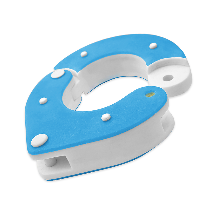 Handmade Resin Wrist Shackles for BDSM – Blue and White – unlocked – unique design and Secure Locking Mechanism