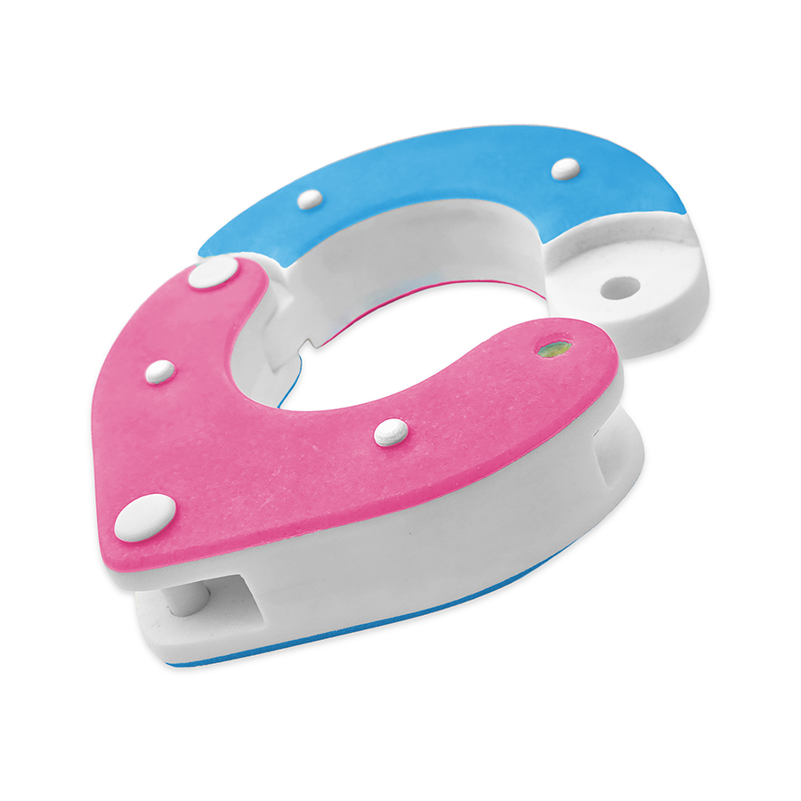 Handmade Resin Wrist Shackles for BDSM – Pink, Blue and White – unlocked – unique design and Secure Locking Mechanism