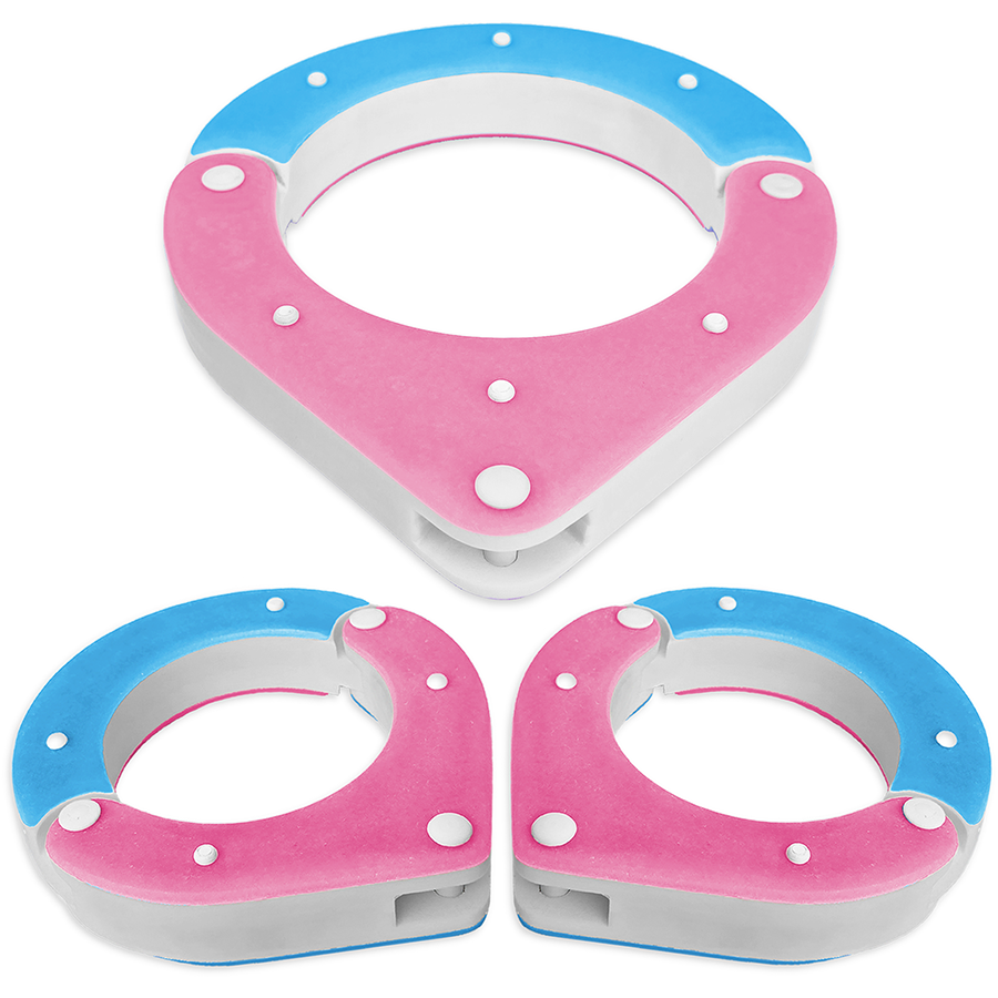 BDSM Collar and Ankle Shackle Combo – Pink, Blue and White – Handmade High-Quality Resin BDSM Set with Free Chain and Padlocks – Exclusive Design by Chantelleh23
