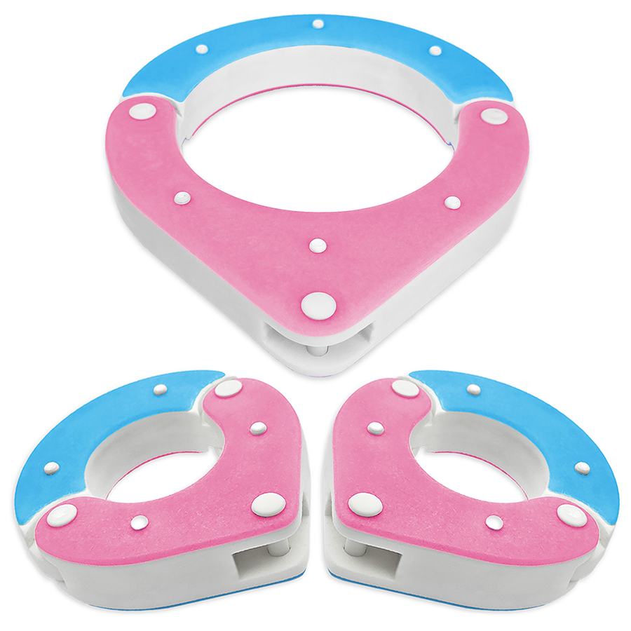 BDSM Collar and Wrist Shackle Combo – Pink, Blue and White – Handmade High-Quality Resin BDSM Set with Free Chain and Padlocks – Exclusive Design by Chantelleh23